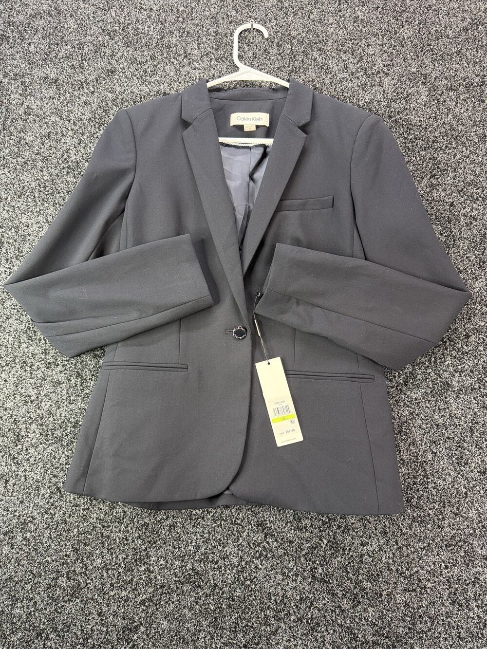 Calvin Klein Women's Gray Tailored One-Button Blazer Jacket